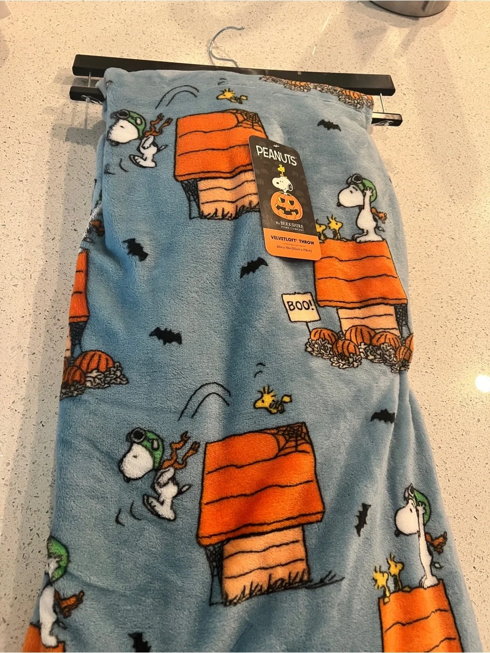Berkshire Peanuts Snoopy Halloween Throw - Light Blue & Orange